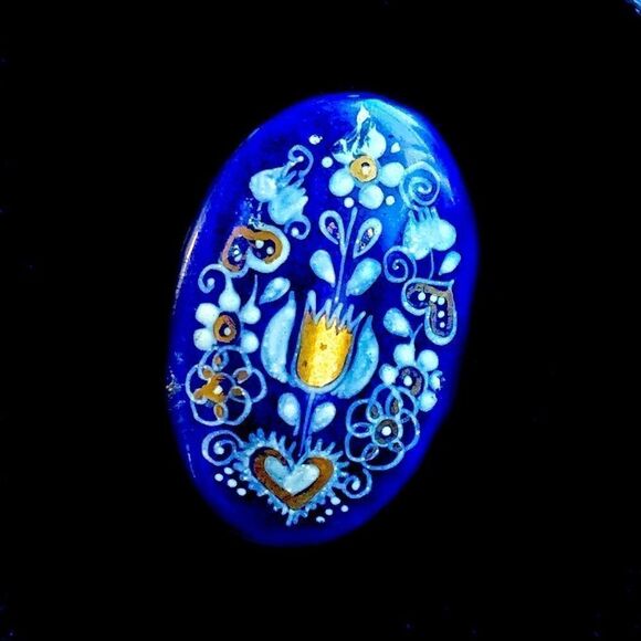 P Melzer lapis gold white enamel pin Austria Vtg - Picture 1 of 3